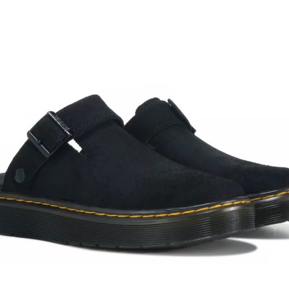 Dr. Martens Black Suede Carlson Mules